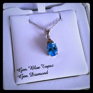 Blue topaz and diamond necklace